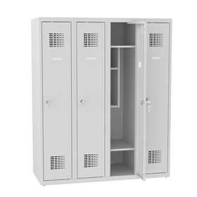 Garderobenschrank für Schüler, BxTxH: 1200x500x1450 mm, Drehriegelverschluss, Korpus Grau RAL7035/Türfarbe Grau RAL7035