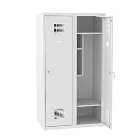 Garderobenschrank für Schüler, BxTxH: 800x500x1450 mm, Drehriegelverschluss, Korpus Grau RAL7035/Türfarbe Grau RAL7035