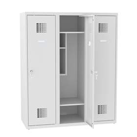 Garderobenschrank für Schüler, BxTxH: 1200x500x1450 mm, Zylinderschloß, Korpus Grau RAL7035/Türfarbe Grau RAL7035