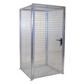 Gasflaschen-Container, mit Dach, einflügelige Tür, max. flashen 16 x Ø 230 mm, LxBxH: 1085x1085x2160 mm, feuerverzinkt