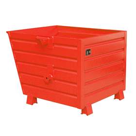 Container basculant, stivuibil, volum 1500 l, cap. port. 2000 kg, LxlxH: 1200x1500x1000 mm, roșu RAL3000