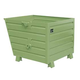 Container basculant, stivuibil, volum 1500 l, cap. port. 2000 kg, LxlxH: 1200x1500x1000 mm, verde RAL6011