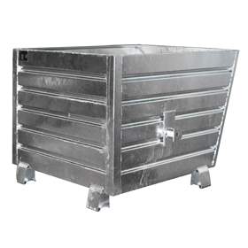 Container basculant, stivuibil, volum 1500 l, cap. port. 2000 kg, LxlxH: 1200x1500x1000 mm, galvanizat