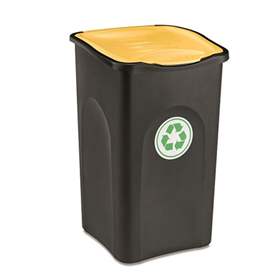 Coș gunoi din material plastic ECOGREEN, volum 50 l, culoare negru/ galben