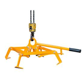 Fassgreifer für 220l-Kunststoff-Deckelfässern, 4-Punkt-Spannsystem, Traglast 350 kg, Farbe Orange RAL2000