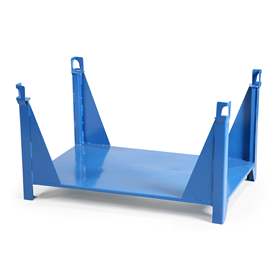 Boxcontainer - container metalic stivuibil de transport, 1200 x 800 mm, deschis, platformă deschisă - 4 stâlpi în colțuri, albastru RAL5010