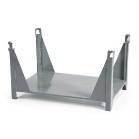 Boxcontainer - container metalic stivuibil de transport,  1200 x 800 mm, deschis, platformă deschisă - 4 stâlpi în colțuri, culoare gri RAL7005