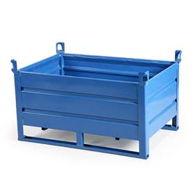 Boxcontainer - container metalic stivuibil de transport,  1200 x 800 mm, 4 pereți plini și tălpi, albastru RAL5010