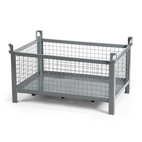 Stapelbehälter, 1200 x 800 mm, 4 Gitterwände, Farbe grau RAL7005