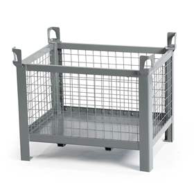 Ohradová paleta, kovová, 800 x 600 mm, 4 síťované bočnice, barva šedá RAL7005