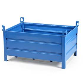 Boxcontainer - container metalic stivuibil de transport,  1200 x 800 mm, 4 pereți plini, albastru RAL5010