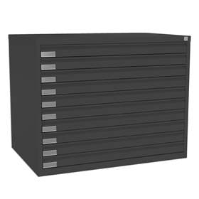 Dulap arhivare desene și planșe, 10 sertare, format A1, negru RAL9005