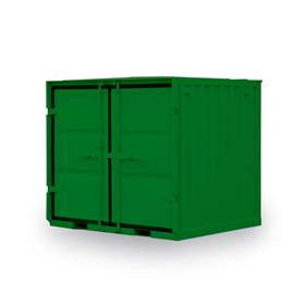 Lagercontainer, LxBxH: 1980x1950x1910 mm, Stahlboden, Außenfarbe Grün RAL6029