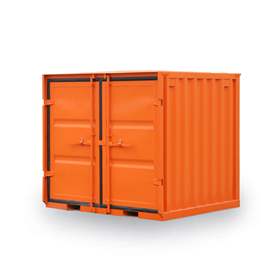 Lagercontainer, LxBxH: 1980x1950x1910 mm, Stahlboden, Außenfarbe Orange RAL2011