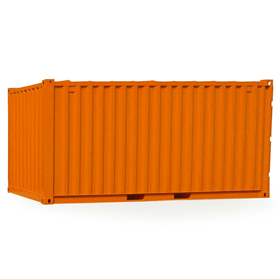 Lagercontainer, LxBxH: 4550x2200x2260 mm, Stahlboden, Außenfarbe Orange RAL2011