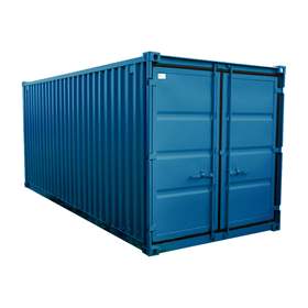 Lagercontainer, LxBxH: 6058x2438x2591 mm, Holzboden, Außenfarbe Blau RAL5010