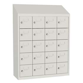 Minibox, 20 Fächer, Volltür, Gesamtmaße (HxBxT): 1090x810x300 mm, Farbe Lichtgrau RAL7035