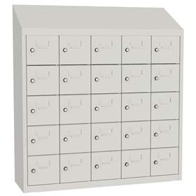 Minibox, 25 Fächer, Volltür, Gesamtmaße (HxBxT): 1090x1000x300 mm, Farbe Lichtgrau RAL7035