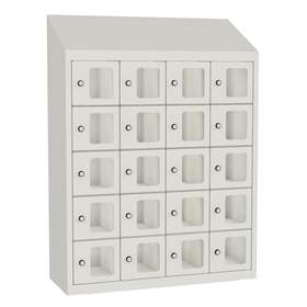 Minibox, 20 Fächer mit Sichtfenster, Gesamtmaße (HxBxT): 1090x810x300 mm, Farbe Lichtgrau RAL7035