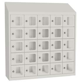 Minibox, 25 Fächer mit Sichtfenster, Gesamtmaße (HxBxT): 1090x1000x300 mm, Farbe Lichtgrau RAL7035