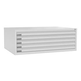 Zeichnungs- und Flachablagenschrank, 5 Schubladen, Format A0, Farbe grau RAL7035