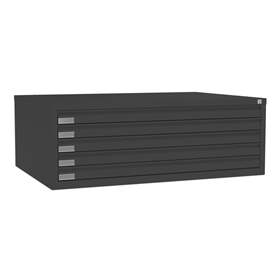 Zeichnungs- und Flachablagenschrank, 5 Schubladen, Format A0, Farbe schwarz RAL9005