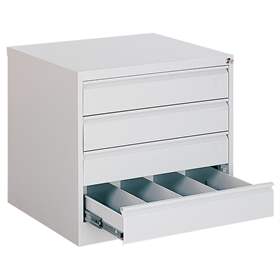 Cartotecă - dulap arhivare registratură - pentru format A6-orizontal, 4 sertare cu 2 rânduri, HxLxl: 715x775x630 mm, gri RAL7035