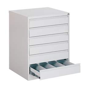 Cartotecă - dulap arhivare registratură - pentru format A6-orizontal, 6 sertare cu 2 rânduri, HxLxl: 1000x775x630 mm, gri RAL7035