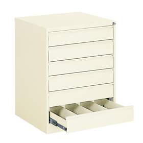 Registraturschrank für Hängemappen A6-horizontal, 6 Schubladen, 4 zweibahninge, HxBxT: 1000x775x630 mm, Farbe weiß RAL9010