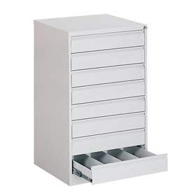Cartotecă - dulap arhivare registratură - pentru format A6-orizontal, 8 sertare cu 2 rânduri, HxLxl: 1285x775x630 mm, gri RAL7035