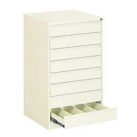 Registraturschrank für Hängemappen A6-horizontal, 8 Schubladen, 4 zweibahninge, HxBxT: 1285x775x630 mm, Farbe weiß RAL9010