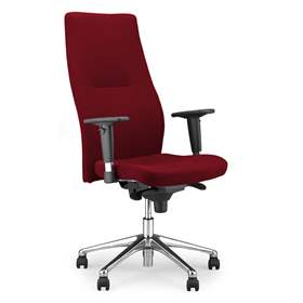 Profi-Bürodrehstuhl ORLANDO mit hoher Rücklehne und Armlehnen, Stahl-Fußkreuz verchromt, Bezugsmaterial Basic - Frabe rot