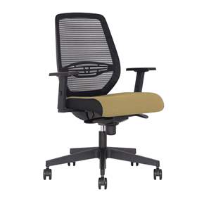 Bürodrehstuhl NEOS, Gestell schwarz, Netz-Rückenlehne, Sitz-Stoffbezug Beige