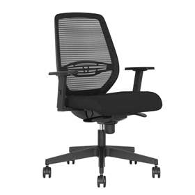 Bürodrehstuhl NEOS, Gestell schwarz, Netz-Rückenlehne, Sitz-Stoffbezug Schwarz