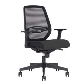 Bürodrehstuhl NEOS, Gestell schwarz, Netz-Rückenlehne, Sitz-Stoffbezug Anthrazit