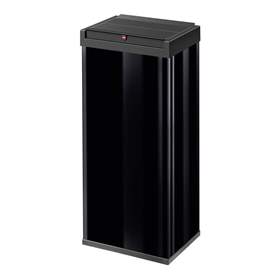 Abfallbox 50 l, selbstschließender Schwingdeckel, Stahlblech pulverbeschichtet, schwarz