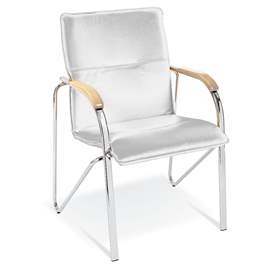 Besucher-Sessel SAMBA, Kunstlederbezug - weiße Farbe