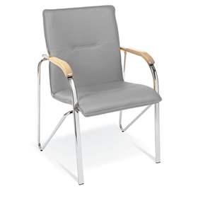 Besucher-Sessel SAMBA, Kunstlederbezug - weiße Grau