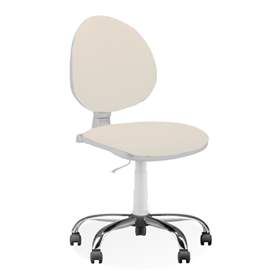 Scaun de lucru laborator și atelier ergonomic rotativ SMART, cu roți, fără cotiere, înlocuitor de piele culoare fildeș