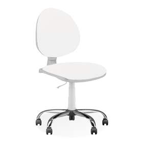 Scaun de lucru laborator și atelier ergonomic rotativ SMART, cu roți, fără cotiere, înlocuitor de piele alb
