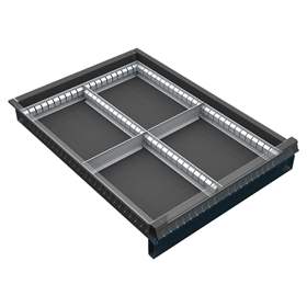 Schubladeneinteilungen aus verzinktem Blech, 2 x 2, für Schubladenhöhe 60-120 mm