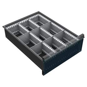 Vnitřní dělení zásuvek z pozinkovaného plechu 3 x 3, pro zásuvky 150 –240 mm