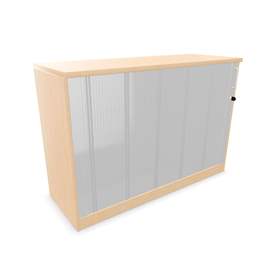 Büroschrank - Lamellentür, H x B x T: 825 x 1200 x 445 mm, Farbe Ahorn