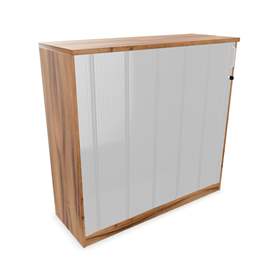 Büroschrank - Lamellentür, H x B x T: 1155 x 1200 x 445 mm, Farbe Nussbaum