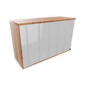 Büroschrank - Lamellentür,Anbau H x B x T: 740 x 1200 x 445 mm, Farbe Nussbaum