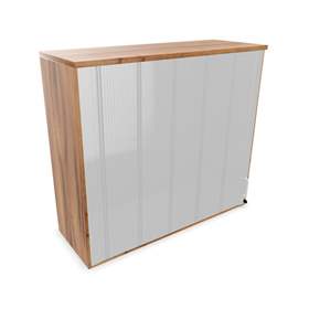 Büroschrank - Lamellentür,Anbau H x B x T: 1070 x 1200 x 445 mm, Farbe Nussbaum