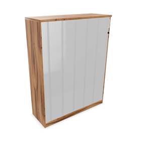 Büroschrank - Lamellentür, H x B x T: 1545 x 1200 x 445 mm, Farbe Nussbaum