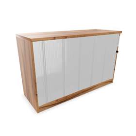 Büroschrank - Lamellentür, H x B x T: 740 x 1200 x 445 mm, Farbe Nussbaum
