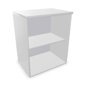 Kancelářská skříň - regál, nástavec, v x š x h: 740 x 600 x 445 mm, barva světle šedá