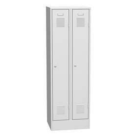 Dulap metalic pentru vestiar, sudat, 2 x 300 mm, uși gri RAL7035, cu soclu